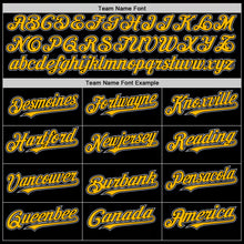 Load image into Gallery viewer, Custom Black Gold-Gray Bomber Full-Snap Varsity Letterman Hoodie Jacket