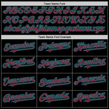 Load image into Gallery viewer, Custom Black Crimson-Teal Bomber Full-Snap Varsity Letterman Hoodie Jacket
