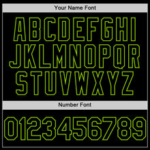Load image into Gallery viewer, Custom Black Neon Green Bomber Full-Snap Varsity Letterman Hoodie Jacket