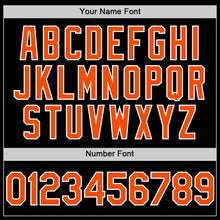 Load image into Gallery viewer, Custom Black Orange-White Bomber Full-Snap Varsity Letterman Hoodie Jacket