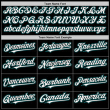 Load image into Gallery viewer, Custom Black White-Teal Bomber Full-Snap Varsity Letterman Hoodie Jacket
