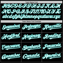 Load image into Gallery viewer, Custom Black White-Aqua Bomber Full-Snap Varsity Letterman Hoodie Jacket