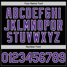Load image into Gallery viewer, Custom Black Purple-White Bomber Full-Snap Varsity Letterman Hoodie Jacket