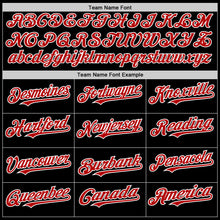 Load image into Gallery viewer, Custom Black Red-White Bomber Full-Snap Varsity Letterman Hoodie Jacket