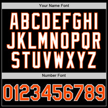 Load image into Gallery viewer, Custom Black Orange-White Bomber Full-Snap Varsity Letterman Hoodie Jacket