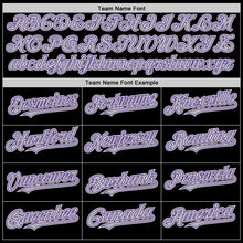 Load image into Gallery viewer, Custom Black Gray-Purple Bomber Full-Snap Varsity Letterman Hoodie Jacket