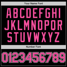 Load image into Gallery viewer, Custom Black Pink-White Bomber Full-Snap Varsity Letterman Hoodie Jacket