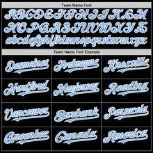 Load image into Gallery viewer, Custom Black Light Blue-White Bomber Full-Snap Varsity Letterman Hoodie Jacket
