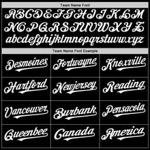 Load image into Gallery viewer, Custom Black White Bomber Full-Snap Varsity Letterman Hoodie Jacket