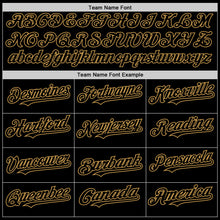 Load image into Gallery viewer, Custom Black Old Gold Bomber Full-Snap Varsity Letterman Hoodie Jacket
