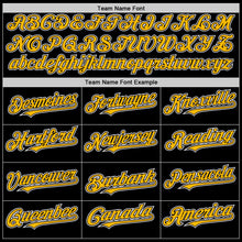 Load image into Gallery viewer, Custom Black Gold-White Bomber Full-Snap Varsity Letterman Hoodie Jacket