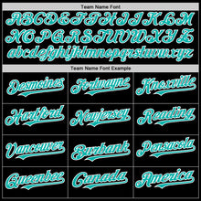 Load image into Gallery viewer, Custom Black Aqua-White Bomber Full-Snap Varsity Letterman Two Tone Hoodie Jacket