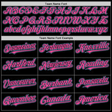 Load image into Gallery viewer, Custom Black Pink-Light Blue Bomber Full-Snap Varsity Letterman Two Tone Hoodie Jacket