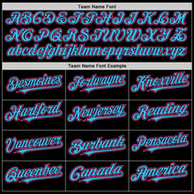 Load image into Gallery viewer, Custom Black Sky Blue-Pink Bomber Full-Snap Varsity Letterman Two Tone Hoodie Jacket