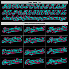 Load image into Gallery viewer, Custom Black Aqua-Pink Bomber Full-Snap Varsity Letterman Two Tone Hoodie Jacket