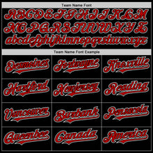 Load image into Gallery viewer, Custom Black Red-White Bomber Full-Snap Varsity Letterman Two Tone Hoodie Jacket
