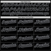 Load image into Gallery viewer, Custom Black Gray Bomber Full-Snap Varsity Letterman Two Tone Hoodie Jacket