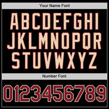 Load image into Gallery viewer, Custom Black Crimson Cream-City Cream Bomber Full-Snap Varsity Letterman Two Tone Hoodie Jacket