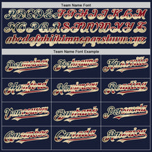 Load image into Gallery viewer, Custom Navy Vintage USA Flag Cream-Maroon Bomber Full-Snap Varsity Letterman Hoodie Jacket