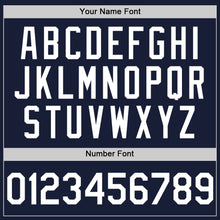 Load image into Gallery viewer, Custom Navy White Bomber Full-Snap Varsity Letterman Two Tone Hoodie Jacket