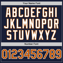 Load image into Gallery viewer, Custom Navy Texas Orange-White Bomber Full-Snap Varsity Letterman Two Tone Hoodie Jacket