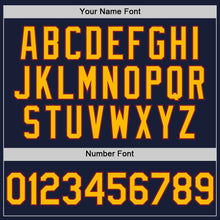 Load image into Gallery viewer, Custom Navy Gold-Crimson Bomber Full-Snap Varsity Letterman Two Tone Hoodie Jacket