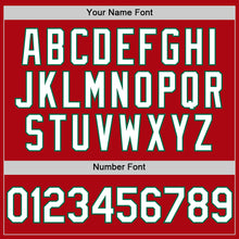 Load image into Gallery viewer, Custom Red White-Kelly Green Bomber Full-Snap Varsity Letterman Hoodie Jacket