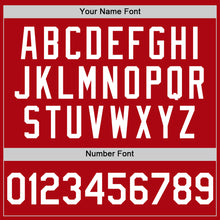 Load image into Gallery viewer, Custom Red White Bomber Full-Snap Varsity Letterman Hoodie Jacket