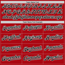 Load image into Gallery viewer, Custom Red White-Black Bomber Full-Snap Varsity Letterman Hoodie Jacket