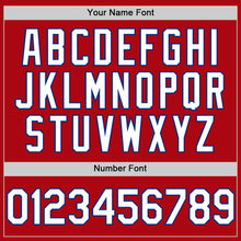 Load image into Gallery viewer, Custom Red White-Royal Bomber Full-Snap Varsity Letterman Two Tone Hoodie Jacket