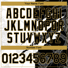 Load image into Gallery viewer, Custom Graffiti Pattern Black-Old Gold Scratch 3D Bomber Full-Snap Varsity Letterman Hoodie Jacket