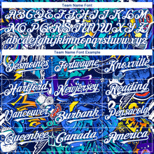 Load image into Gallery viewer, Custom Graffiti Pattern White-Royal Abstract Urban Street Art 3D Bomber Full-Snap Varsity Letterman Hoodie Jacket