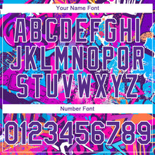 Load image into Gallery viewer, Custom Graffiti Pattern Purple-White Splash 3D Bomber Full-Snap Varsity Letterman Hoodie Jacket