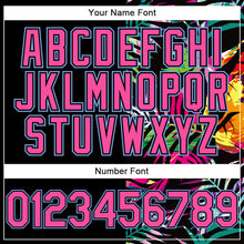 Load image into Gallery viewer, Custom Black Pink-Light Blue Tropical Palm Leaves 3D Pattern Design Bomber Full-Snap Varsity Letterman Hoodie Jacket