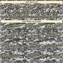 Load image into Gallery viewer, Custom Camo Black-Cream 3D Bomber Full-Snap Varsity Letterman Salute To Service Hoodie Jacket