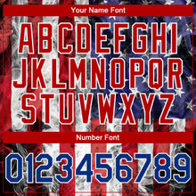 Load image into Gallery viewer, Custom White Royal-Red American Flag Fashion 3D Bomber Full-Snap Varsity Letterman Hoodie Jacket