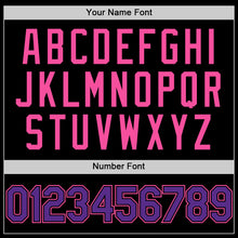 Load image into Gallery viewer, Custom Black Purple-Pink Bomber Full-Snap Varsity Letterman Lapel Collar Byron Jacket