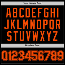 Load image into Gallery viewer, Custom Black Orange Bomber Full-Snap Varsity Letterman Lapel Collar Byron Jacket