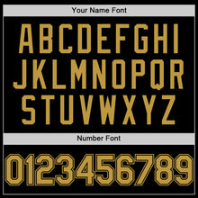 Load image into Gallery viewer, Custom Black Old Gold Bomber Full-Snap Varsity Letterman Lapel Collar Byron Jacket