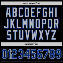 Load image into Gallery viewer, Custom Black Royal-Gray Bomber Full-Snap Varsity Letterman Lapel Collar Byron Jacket