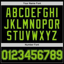 Load image into Gallery viewer, Custom Black Neon Green Bomber Full-Snap Varsity Letterman Lapel Collar Byron Jacket