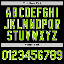 Load image into Gallery viewer, Custom Black Neon Green-White Bomber Full-Snap Varsity Letterman Lapel Collar Byron Jacket