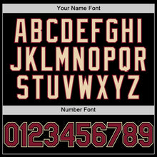 Load image into Gallery viewer, Custom Black Crimson-City Cream Bomber Full-Snap Varsity Letterman Lapel Collar Byron Jacket