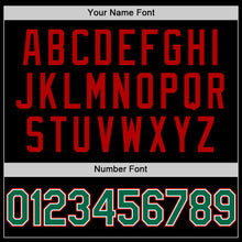 Load image into Gallery viewer, Custom Black Kelly Green-Red Bomber Full-Snap Varsity Letterman Lapel Collar Byron Jacket