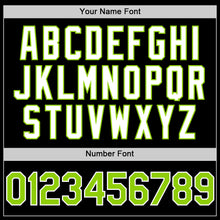 Load image into Gallery viewer, Custom Black Neon Green-White Bomber Full-Snap Varsity Letterman Lapel Collar Byron Jacket