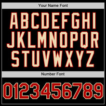 Load image into Gallery viewer, Custom Black Red-Cream Bomber Full-Snap Varsity Letterman Lapel Collar Byron Jacket