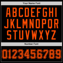 Load image into Gallery viewer, Custom Black Orange Bomber Full-Snap Varsity Letterman Lapel Collar Byron Jacket