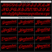 Load image into Gallery viewer, Custom Black Red Bomber Full-Snap Varsity Letterman Two Tone Lapel Collar Byron Jacket