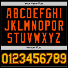 Load image into Gallery viewer, Custom Black Gold-Orange Bomber Full-Snap Varsity Letterman Two Tone Lapel Collar Byron Jacket