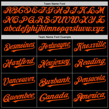 Load image into Gallery viewer, Custom Black Orange Bomber Full-Snap Varsity Letterman Two Tone Lapel Collar Byron Jacket